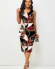 Contrast Printed Sleeveless Round Neck Bodycon Dress