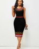 Contrast Printed Sleeveless Round Neck Bodycon Dress