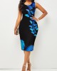 Contrast Printed Sleeveless Round Neck Bodycon Dress