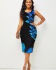 Contrast Printed Sleeveless Round Neck Bodycon Dress