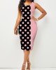 Contrast Printed Sleeveless Round Neck Bodycon Dress