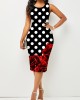 Contrast Printed Sleeveless Round Neck Bodycon Dress