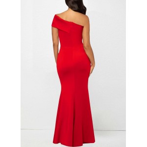 layered Red Off Shoulder Mermaid Dress