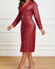 Belted Long Sleeve Bodycon Dress