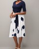 Belted Navy Blue Polka Dot Cross Front Dress