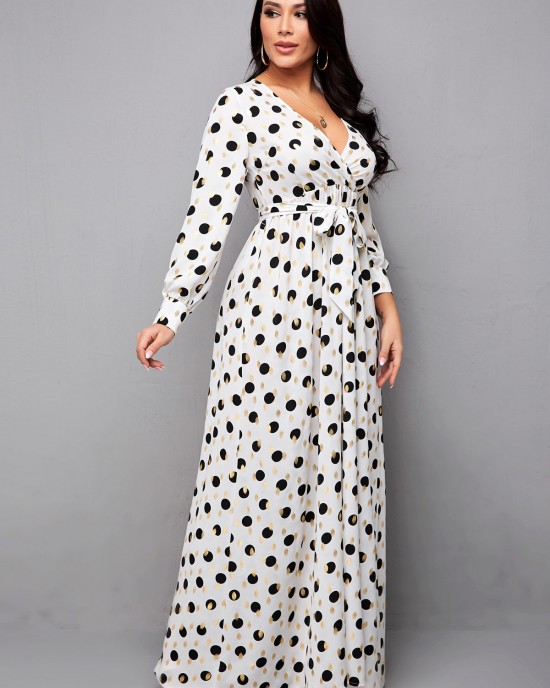 Hot Stamping Polka Dot Belted Dress