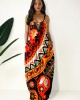 Side Pocket Tribal Print Spaghetti Strap Maxi Dress