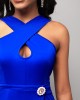 Sleeveless Royal Blue Criss Cross Neck Dress