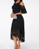 Flare Sleeve Cold Shoulder Lace Detail Dress