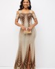 Foil Print Texture Knitted Side Slit Dress