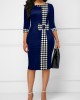 Houndstooth Print Bowknot Bodycon Dress