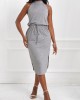 Light Grey Sleeveless Drawstring Waist Dress