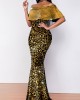 Hot Stamping Golden Off Shoulder Maxi Dress