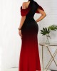 Ombre Bib Neck Cold Shoulder Mermaid Dress