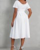 Short Sleeve V Neck Belted Dress