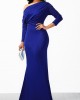 Skew Neck Draped Long Sleeve Mermaid Dress