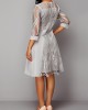 Lace Panel 3/4 Sleeve Light Grey Dress