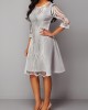 Lace Panel 3/4 Sleeve Light Grey Dress