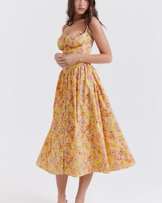 BUTTER PRINT MIDI SUNDRESS