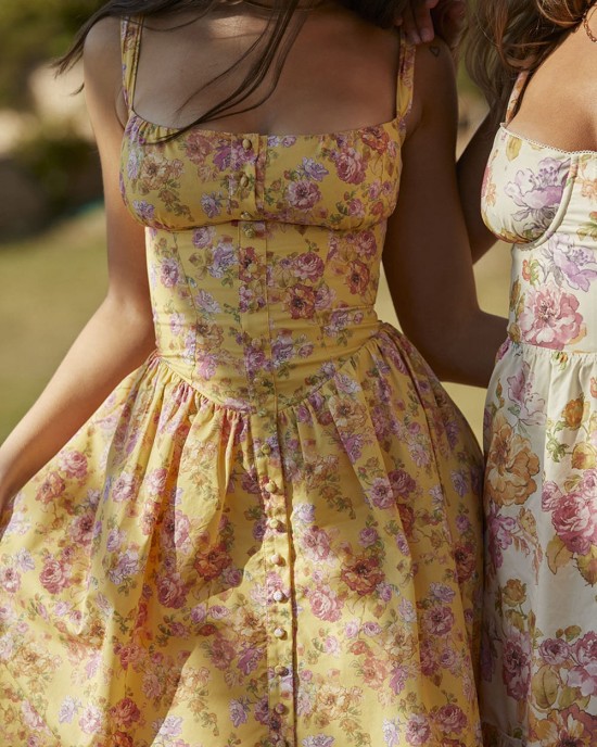 BUTTER PRINT MIDI SUNDRESS