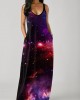 Starry Night Print Side Pocket Maxi Dress