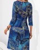 Butterfly Print 3/4 Sleeve Blue Dress