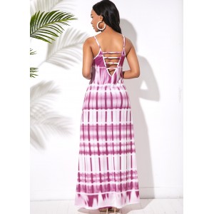 Spaghetti Strap Printed Ladder Cutout Back Maxi Dress