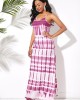 Spaghetti Strap Printed Ladder Cutout Back Maxi Dress