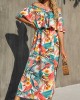 Multi Color Tropical Print Off Shoulder Dress