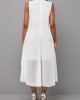 White Hollow Embroidered Round Neck Sleeveless Dress