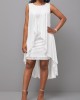 White Hollow Embroidered Round Neck Sleeveless Dress