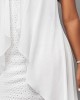 White Hollow Embroidered Round Neck Sleeveless Dress