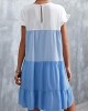 Contrast Short Sleeve Round Neck Dress