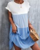 Contrast Short Sleeve Round Neck Dress