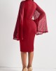 Wine Red Long Sleeve Sheath Dress