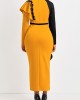 Contrast Color Ruffle Yellow Bodycon Dress