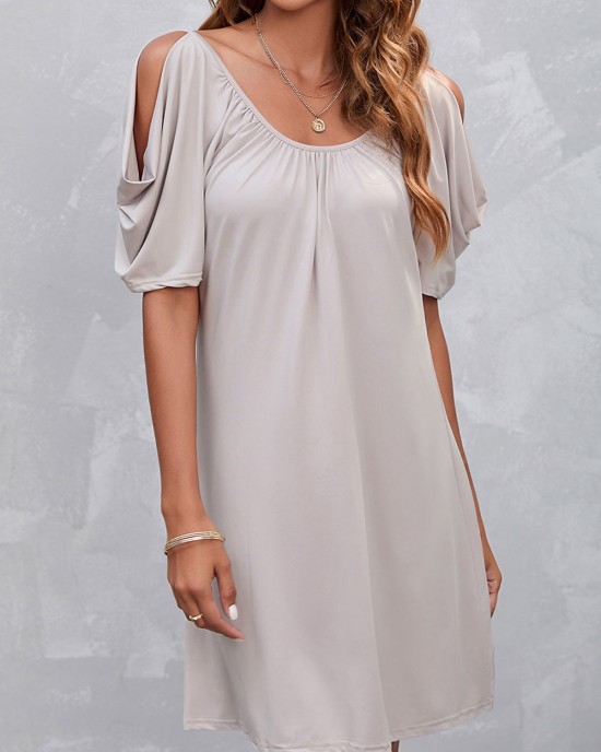 Fold Light Grey Cold Shoulder Dress