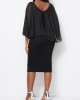 Cape Sleeve Black V Neck Dress