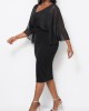 Cape Sleeve Black V Neck Dress