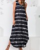 Tie Dye Print Black V Neck Maxi Dress