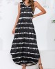 Tie Dye Print Black V Neck Maxi Dress