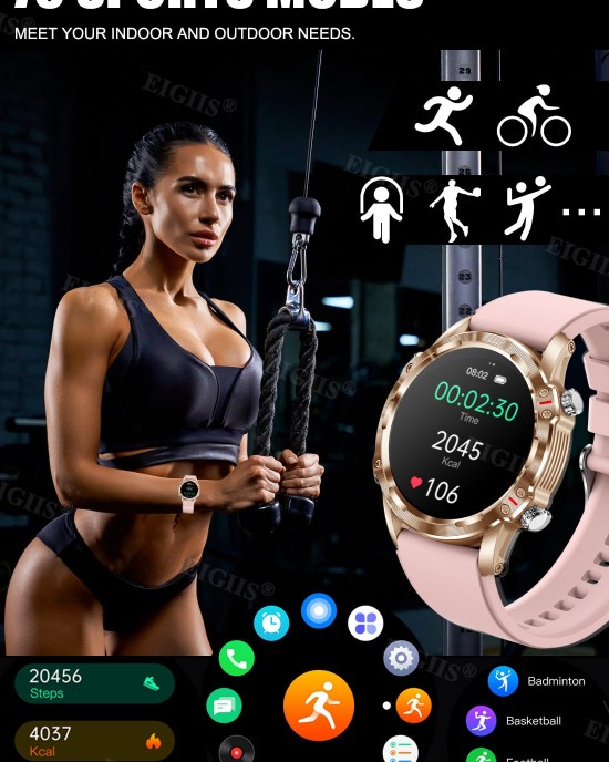 NEKTOM 1.32'' Full Touch Screen Answer Dial Call Sports Smartwatch CF89