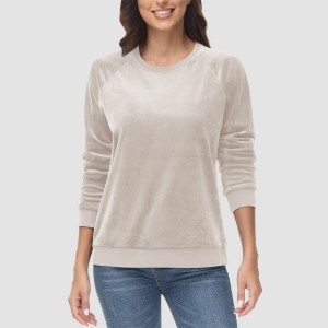 Women's Sweatshirt Crewneck Pullover Casual Long Sleeve Shirts Fleece Warm Velour Sweatshirts