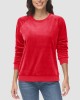 Women's Sweatshirt Crewneck Pullover Casual Long Sleeve Shirts Fleece Warm Velour Sweatshirts