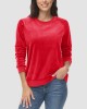 Women's Sweatshirt Crewneck Pullover Casual Long Sleeve Shirts Fleece Warm Velour Sweatshirts