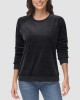 Women's Sweatshirt Crewneck Pullover Casual Long Sleeve Shirts Fleece Warm Velour Sweatshirts