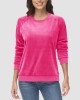 Women's Sweatshirt Crewneck Pullover Casual Long Sleeve Shirts Fleece Warm Velour Sweatshirts