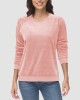 Women's Sweatshirt Crewneck Pullover Casual Long Sleeve Shirts Fleece Warm Velour Sweatshirts