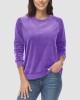 Women's Sweatshirt Crewneck Pullover Casual Long Sleeve Shirts Fleece Warm Velour Sweatshirts