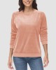 Women's Sweatshirt Crewneck Pullover Casual Long Sleeve Shirts Fleece Warm Velour Sweatshirts